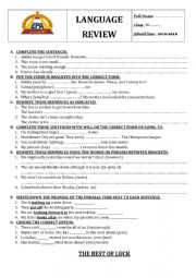 English Worksheet: mixed language worksheet