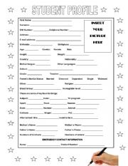 English Worksheet: student profile