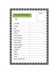 English Worksheet: PERSONAL DETAILS