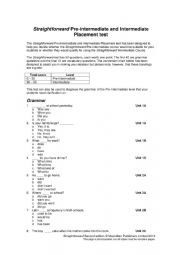 English Worksheet: placement level test for beginner