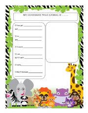 English Worksheet: My Favourite Wild Animal description