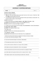 English Worksheet: Inversion to express emphasis