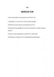 English Worksheet: Serious Fun