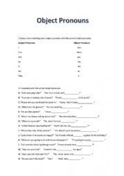 English Worksheet: Object Pronouns