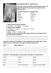 English Worksheet: The selfish giant