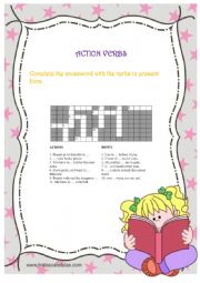 English Worksheet: ACTION VERBS