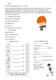 English Worksheet: Reading comprehension activity