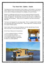 English Worksheet: Tiny House Boat - Reading & Speaking