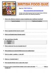 English Worksheet: BRITISH FOOD QUIZ