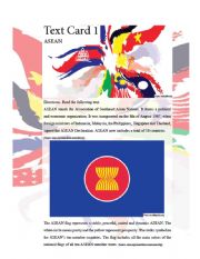 English Worksheet: Asean Countries Text Card 1