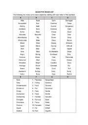 adjective list