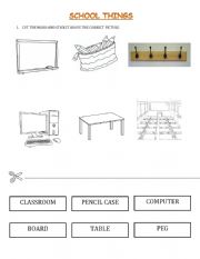 English Worksheet: School things