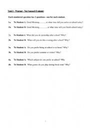 English Worksheet: English Conversation Oral Speaking: 4 different tasks: Warmer, Interview, Compare and Contrast, Interview about a Single Picture 