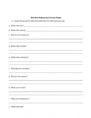 English Worksheet: Reading Sherlock Holmes