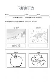 English Worksheet: Colours