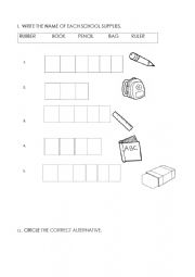 English Worksheet: School objects - Articles A -An