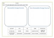 English Worksheet: Renewable and Nonrenewable Energy Sources