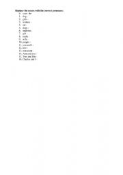English Worksheet: subject pronouns
