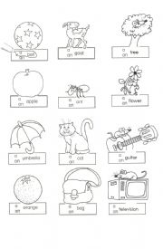 English Worksheet: a/an articles