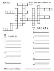 Months Crossword