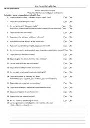 English Worksheet: rules and recommendations for the English class