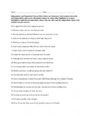 Independent clauses & dependent clauses