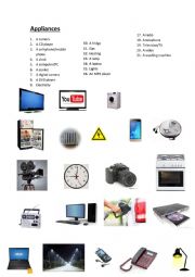 English Worksheet: Home Appliances: Matching with pictures
