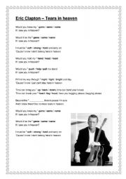 English Worksheet: Eric Clapton - Tears in Heaven