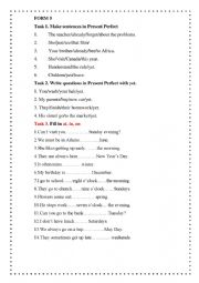 English Worksheet: Present Perfect at in on 