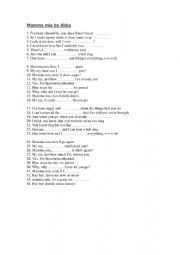 English Worksheet: Mamma Mia ABBA