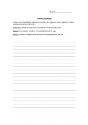 English Worksheet: Writing exercise
