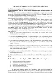 English Worksheet: THE ARCHITECTURE OF CASTLES AND PALACES IN BELARUS