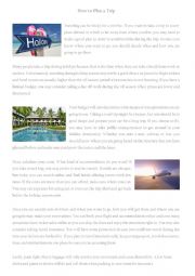 English Worksheet: How to Plan a Trip