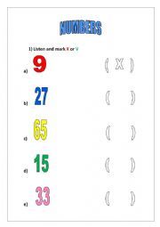 Activities for practising with Numbers