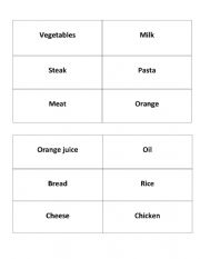 English Worksheet: Bingo food