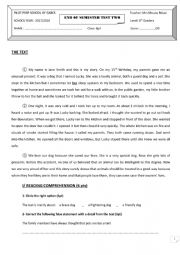English Worksheet: this is end of term test 3 8th form