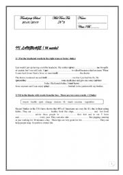 English Worksheet: Mid term test n3 7th form