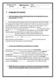 English Worksheet: Mid term test n2 9th form
