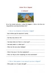 English Worksheet: School life in England