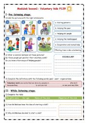 English Worksheet: volunteering kids 