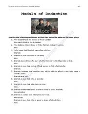 English Worksheet: Modals of Deduction - A study in Pink