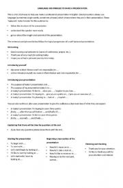 English Worksheet: TIPS FOR ORAL PRESENTATIONS