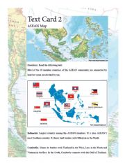 English Worksheet: Asean Countries Text Card 2