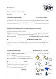 English Worksheet: Weather Report (transcript) 