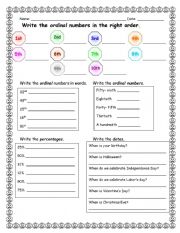 English Worksheet: Ordinal Numbers Quiz