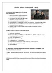 English Worksheet: Sherlock Holmes - Study in pink - film part 2