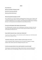 English Worksheet: Music