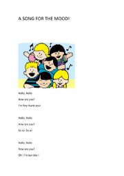 English Worksheet:  A SONG FOR THE MOOD!