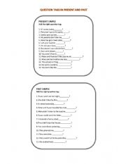 English Worksheet: Question tags in present and past