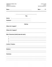 English Worksheet: Book Report Form